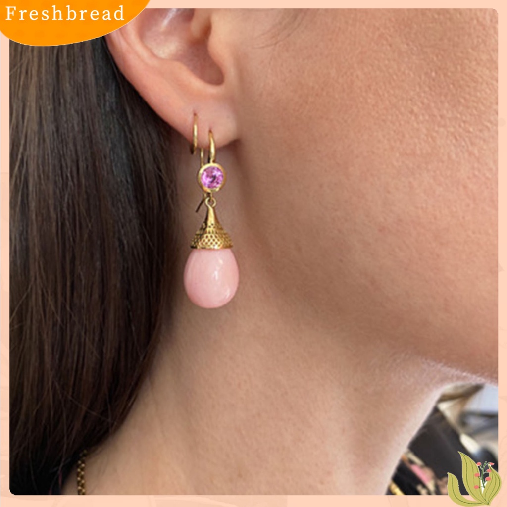 &lt; Freshbread &gt; 1pasang Wanita Drop Earrings High-end Simetris Transparan Bentuk Tetesan Air Retro Menjuntai Anting Perhiasan Pernikahan