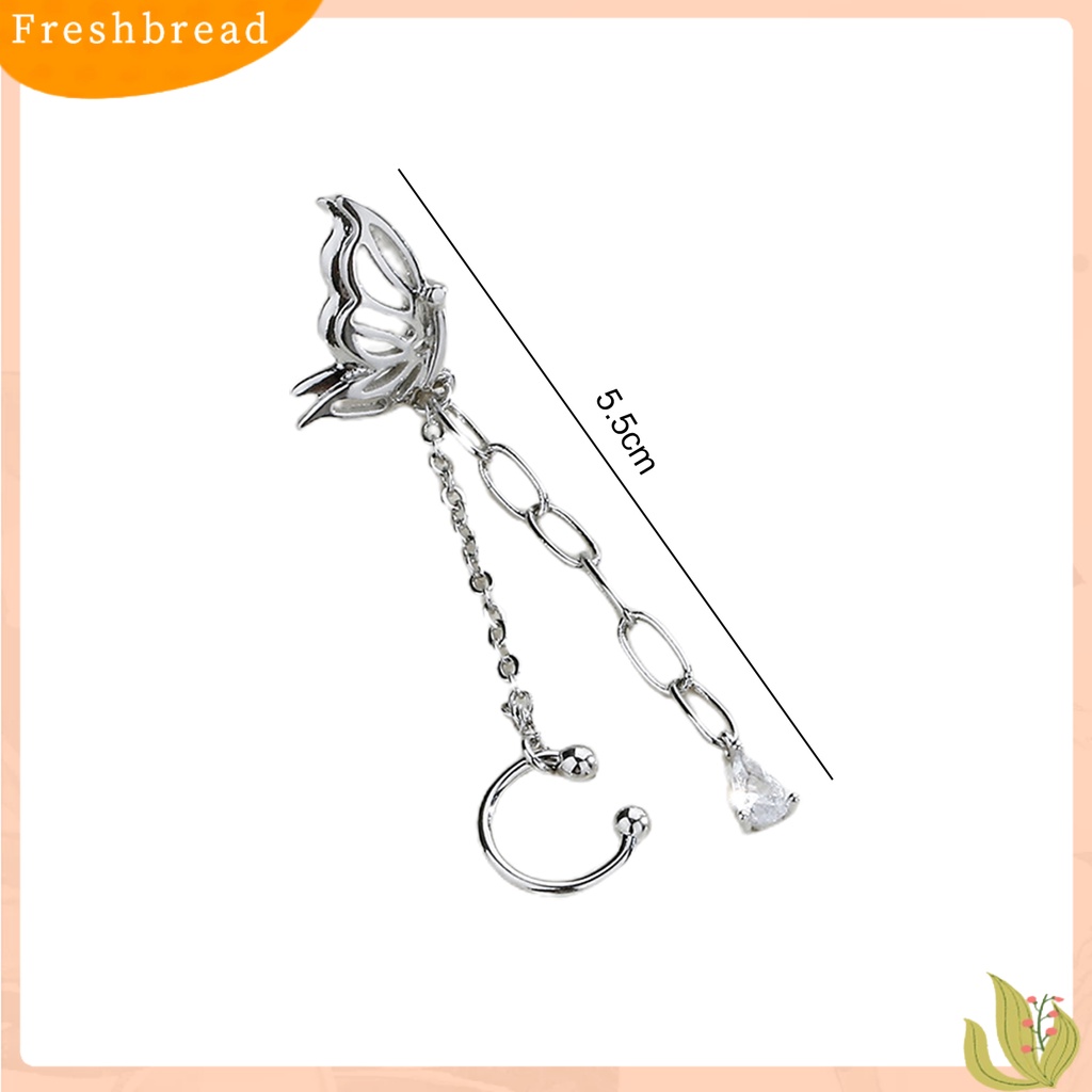 < Freshbread > 1Pc Drop Earring Peri Temperamen One-piece Asimetris Gantung Rantai Dekorasi Gaya Korea Tulang Rawan Palsu Panjang Rumbai Telinga Manset Aksesoris Pakaian