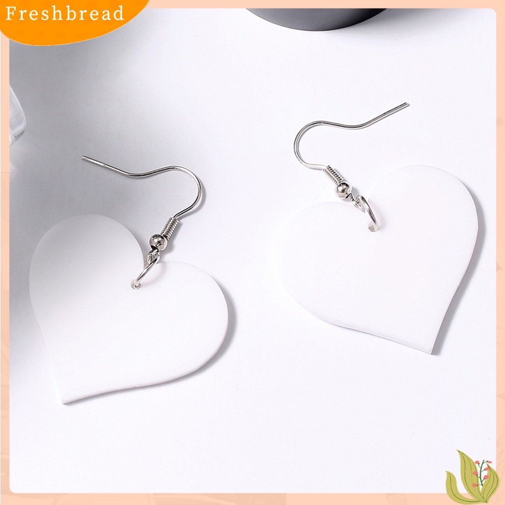 &lt; Freshbread &gt; Fashion Wanita Bentuk Hati Liontin Menjuntai Acrylic Drop Hook Earrings Jewelry