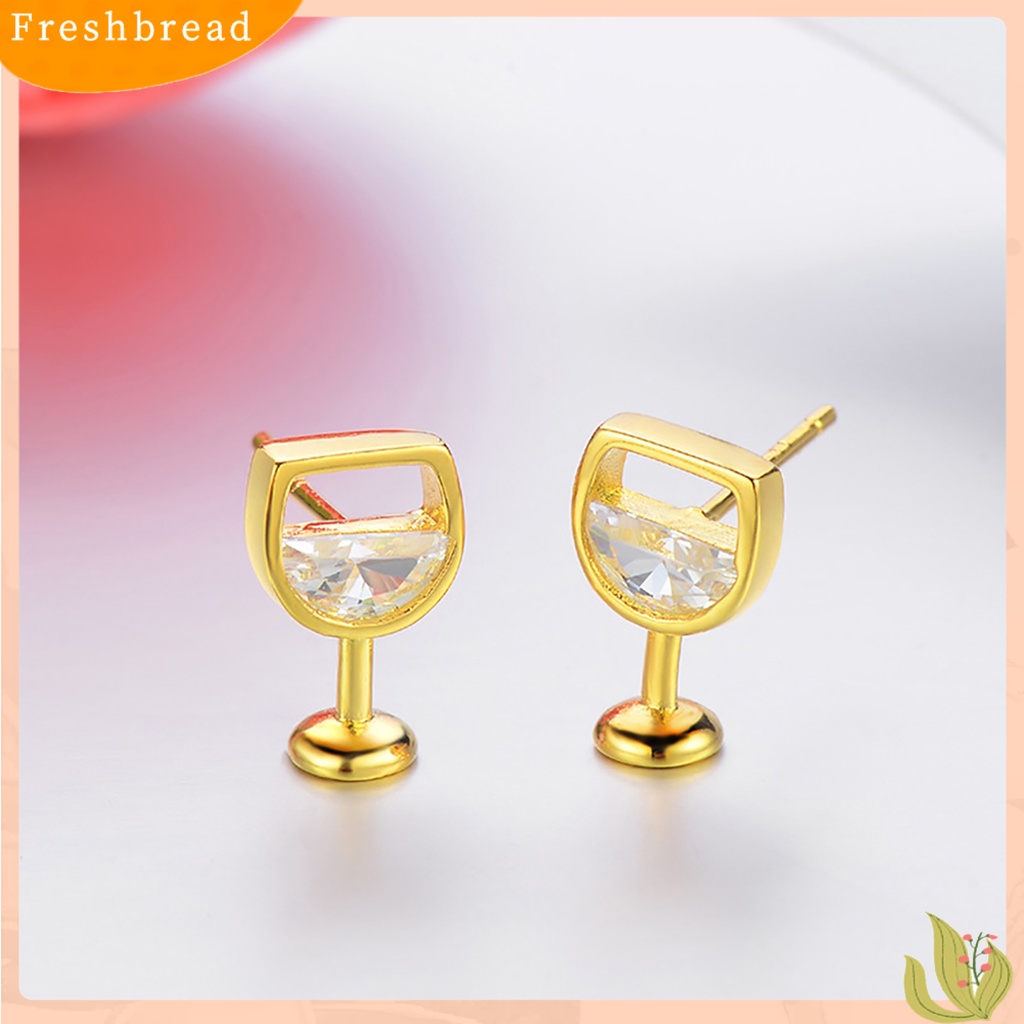 &lt; Freshbread &gt; 1pasang Anting Wanita Kerajinan Pengerjaan Perhiasan Hadiah Anti Karat Wanita Cubic Zirconia Ear Studs Untuk Pacaran