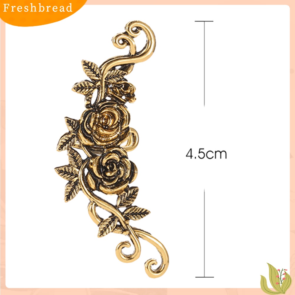 &lt; Freshbread &gt; 1Pc Wanita Ukir Bunga Mawar Telinga Manset Clip On Earring Tanpa Tindik Helix Jewelry