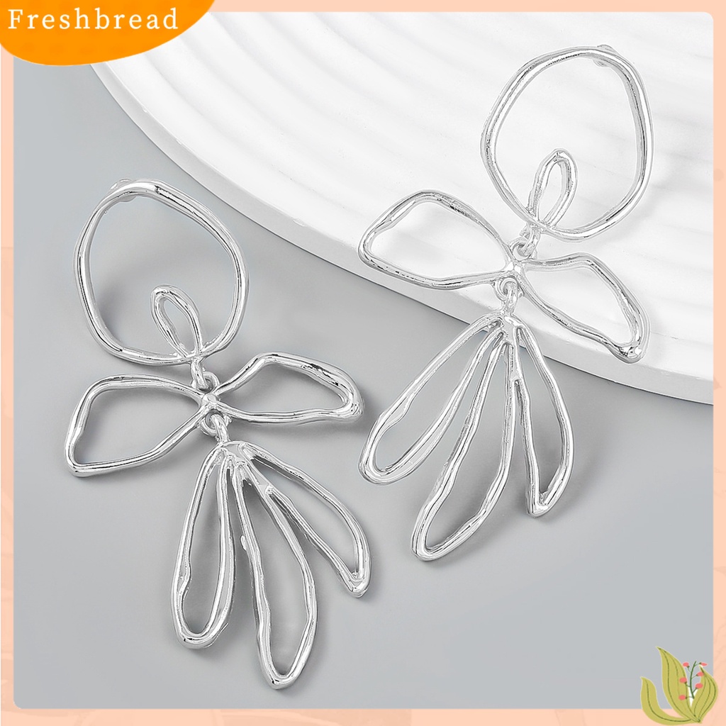 &lt; Freshbread &gt; 1pasang Anting Pejantan Berongga Geometris Besar Asimetris Elegan Hadiah Paduan Gaya Sederhana Bunga Wanita Menjuntai Anting Perhiasan Fashion