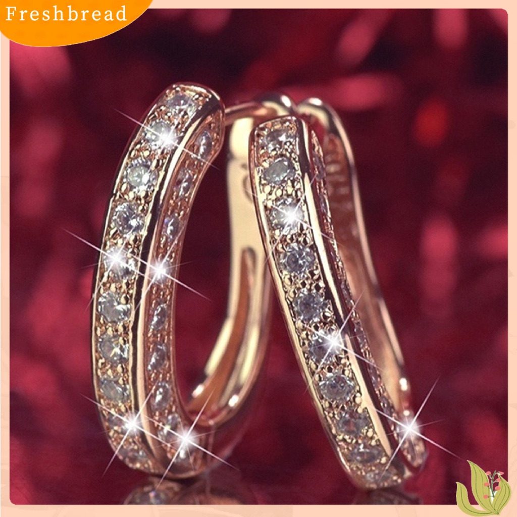 &lt; Freshbread &gt; 1pasang Anting Charm Bentuk Cincin Menarik Anting Huggie Mungil Untuk Wanita