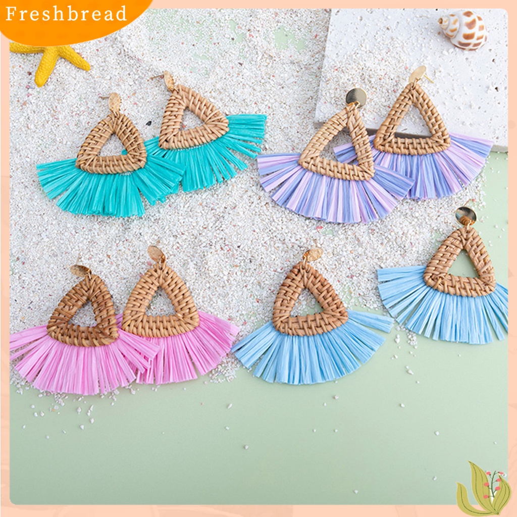 &lt; Freshbread &gt; 1pasang Drop Earrings Braided Berlebihan Gaya Boho Desain Niche Anting Menjuntai Aksesoris Wanita