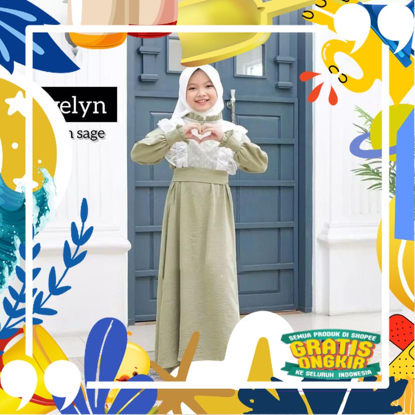 GAMIS ANAK USIA 10-13 TAHUN GAMIS ANAK  PEREMPUAN USIA TANGGUNG WANITA BAHAN CRINKLE MIX TILEDOT BAJ