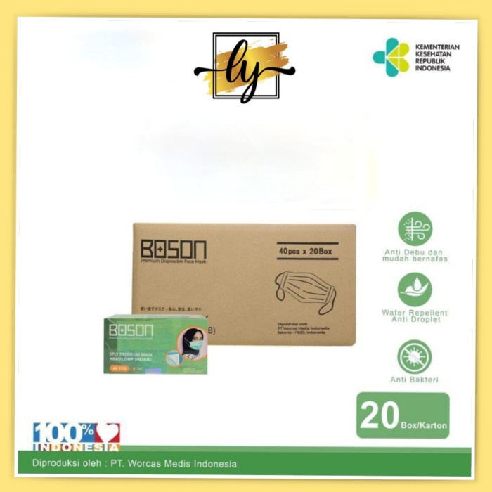 TERMURAH Masker BOSON Headloop(hijab) 3 ply 1 karton Isi 20 Box