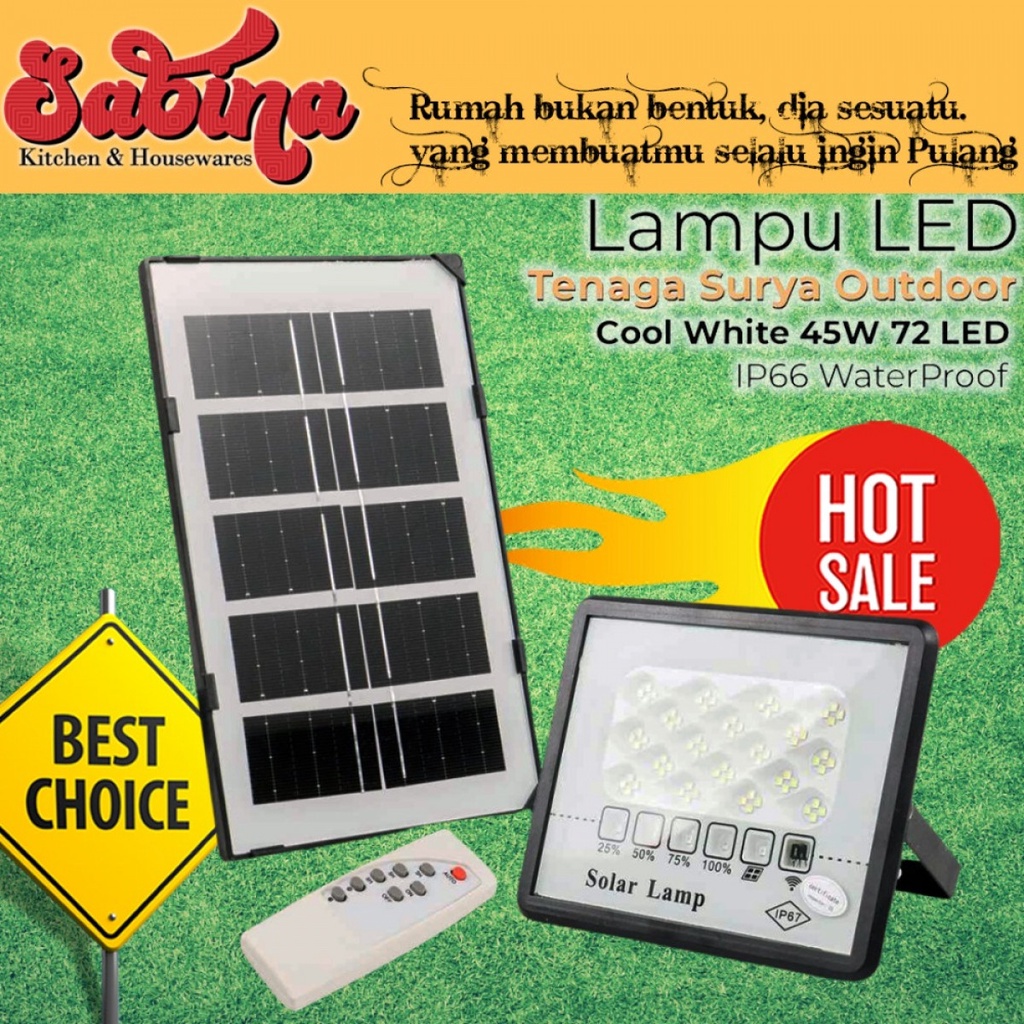 Lampu Solar Taman Dinding Outdoor Light Solar 72 LED IP66 Cool White