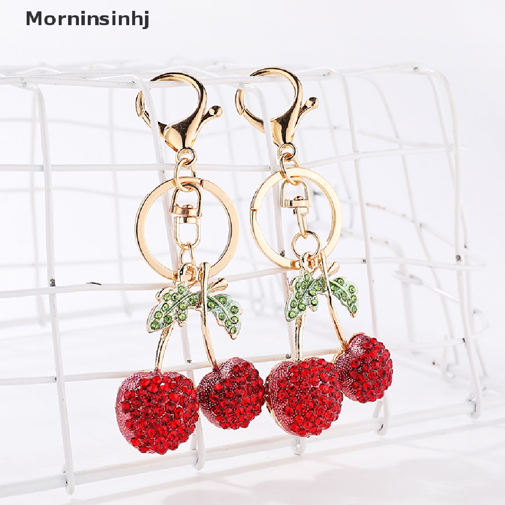 Mornin Kristal Berlian Imitasi Cherry Gantungan Kunci Untuk Wanita Buah Lucu Gantungan Kunci Pria Mobil Keyring Gadis Tas Liontin Kunci Rings Holder Perhiasan id