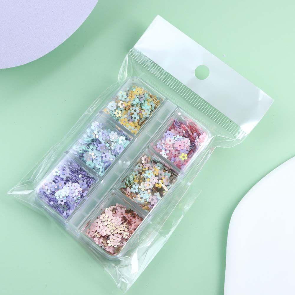 AUGUSTINA Agustina Bunga Paku Payet Musim Semi Warna Campur Pesona Kuku Plum Blossom Manicure Aksesoris Eyelash Dekorasi Nail Glitter Flakes