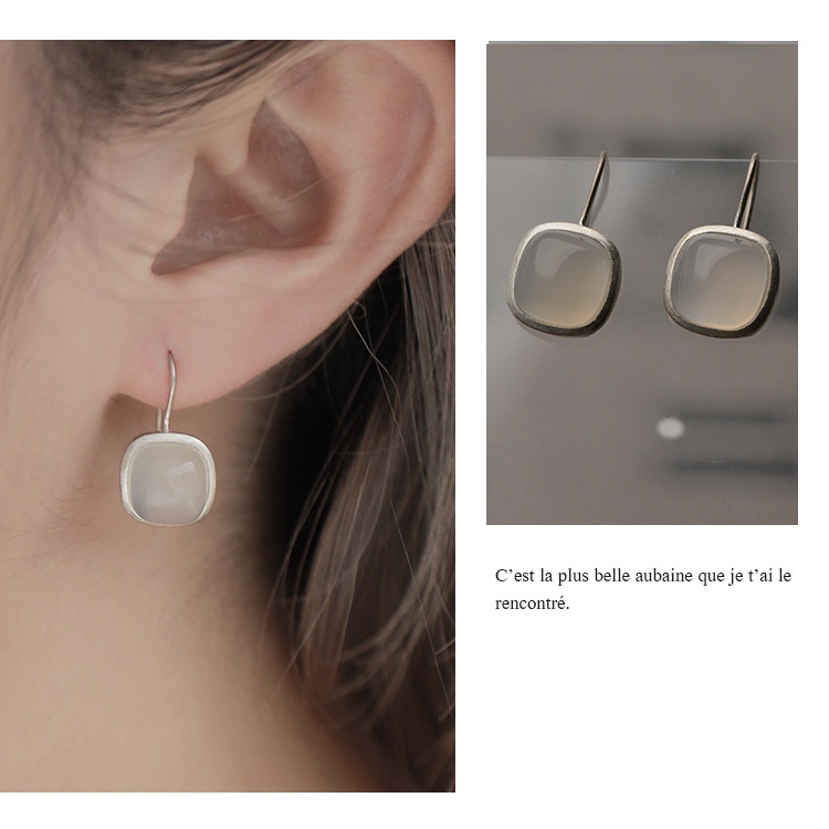 Goldkingdom Aksesoris Perhiasan Fashion Ready Stock Retro Wajah Sederhana Anting Tipis Geometris Anting Persegi