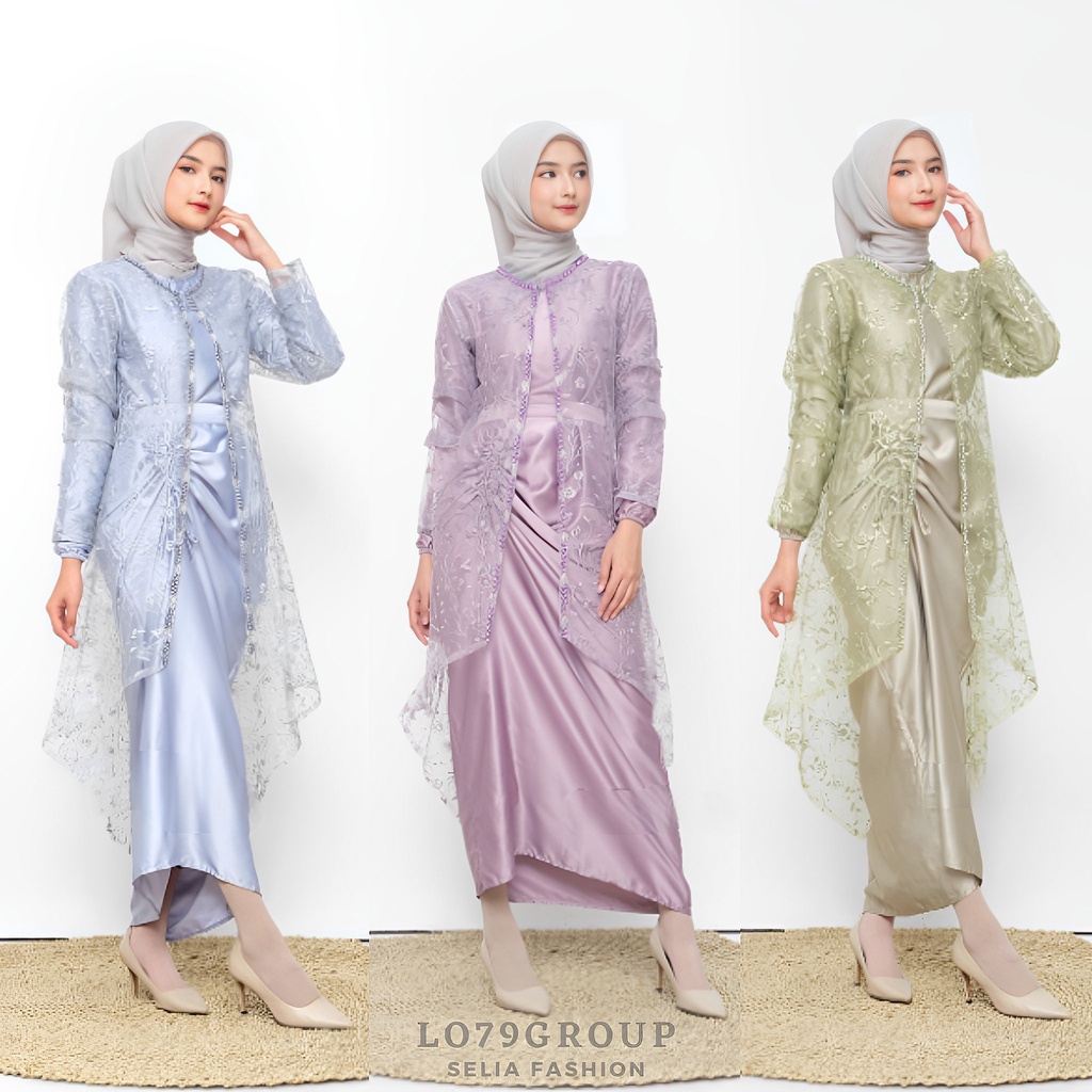 Terbaru ✨ Dress Syar'I Gamis Aghnia Maxi Dress Brukat Gamis 3 Look Free Belt Kombinasi Tille Tutu Ka