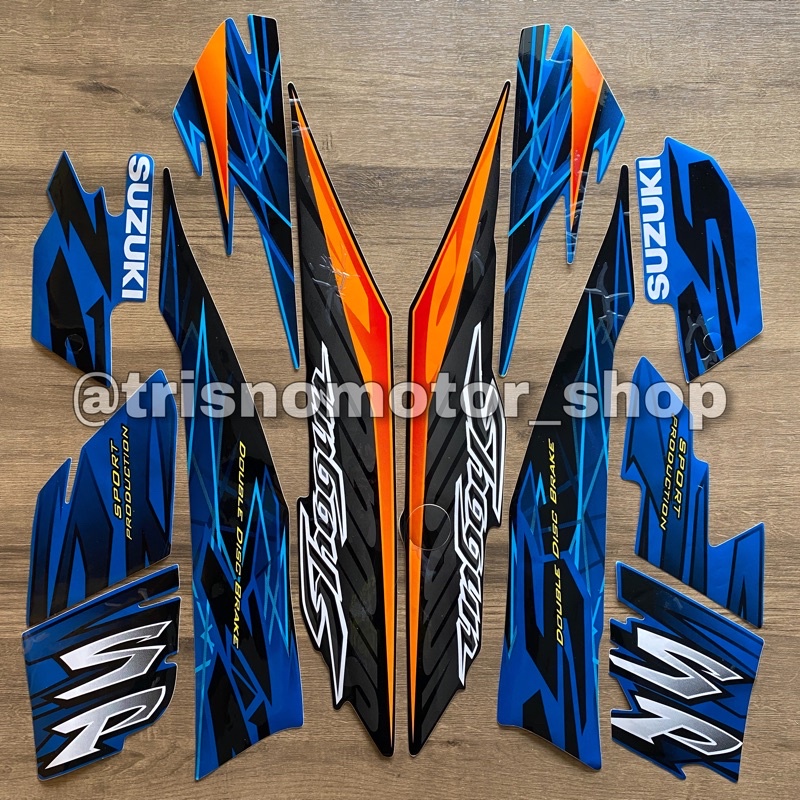 STIKER STRIPING SHOGUN 125 SP 2006 2007 HITAM BIRU STICKER SHOGUN BODY STANDAR BERKUALITAS TERLARIS 