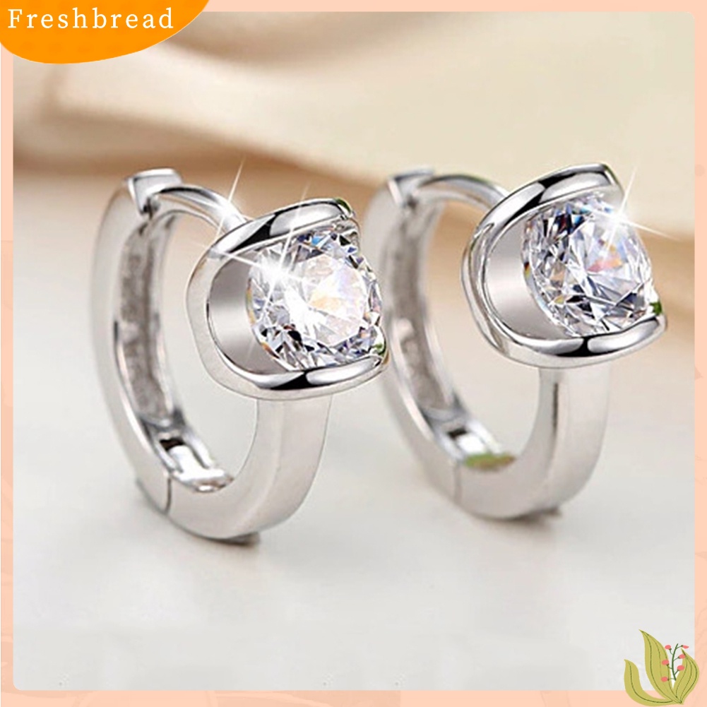 {In Stock} Fashion Wanita Cubic Zirconia Hias Huggie Anting Tindik Pesta Perhiasan Hadiah