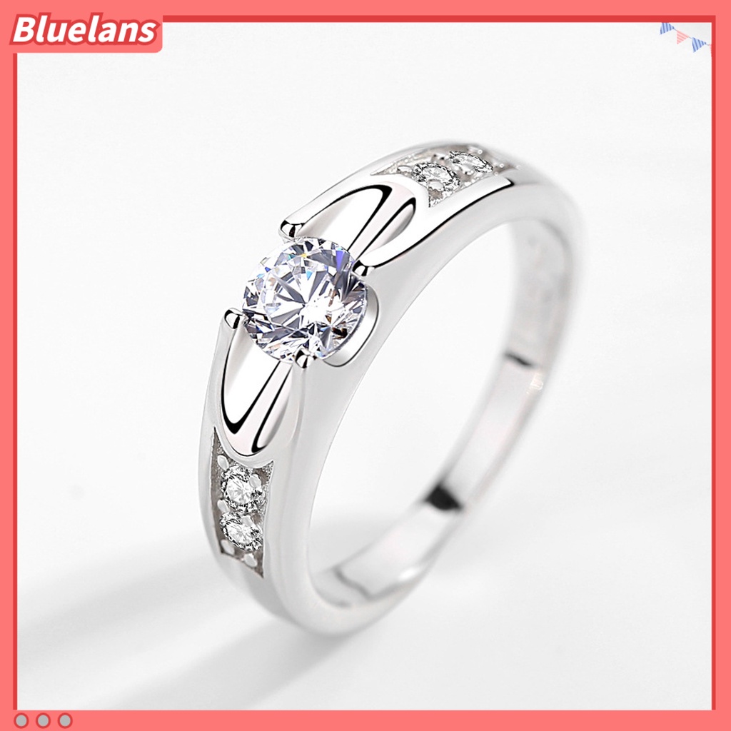 {In Stock} Cincin Wanita Halus Mengkilap Tembaga Berlian Imitasi Cincin Kawin Tertanam Untuk Pesta