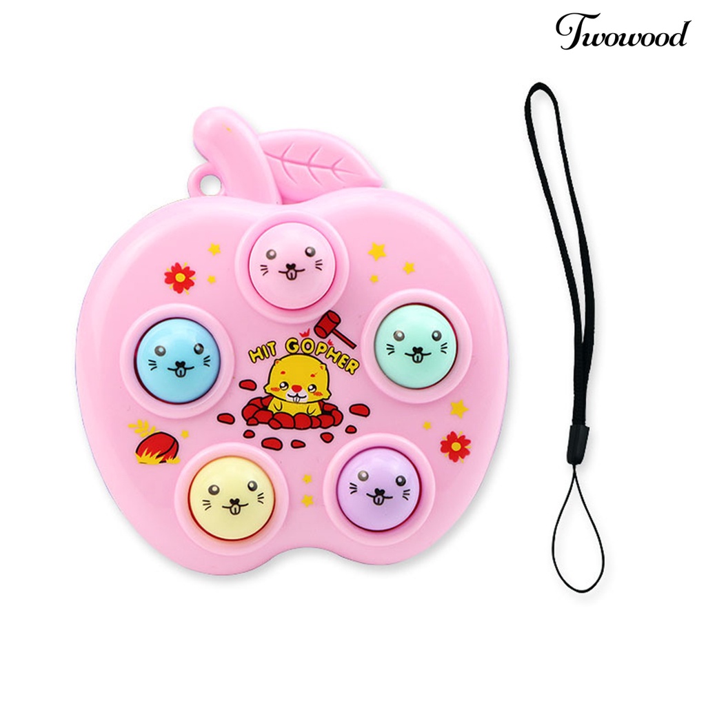 Twowood Konsol Game Liontin Dengan Lanyard Indah Warna-Warni Kartun Cetak Nostalgia Tangan-Otak Koordinasi Otak Fidget Toy Whack-a-mole Key Ring Mini Dekompresi Mainan Hadiah Penghilang Stress