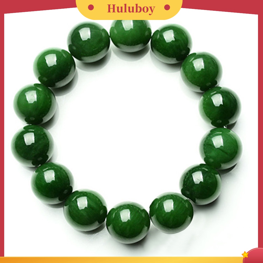 {Ready Stock} Natural 10mm Hijau Tua Faux Jade Putaran Beads Melar Bangle Gelang Hadiah