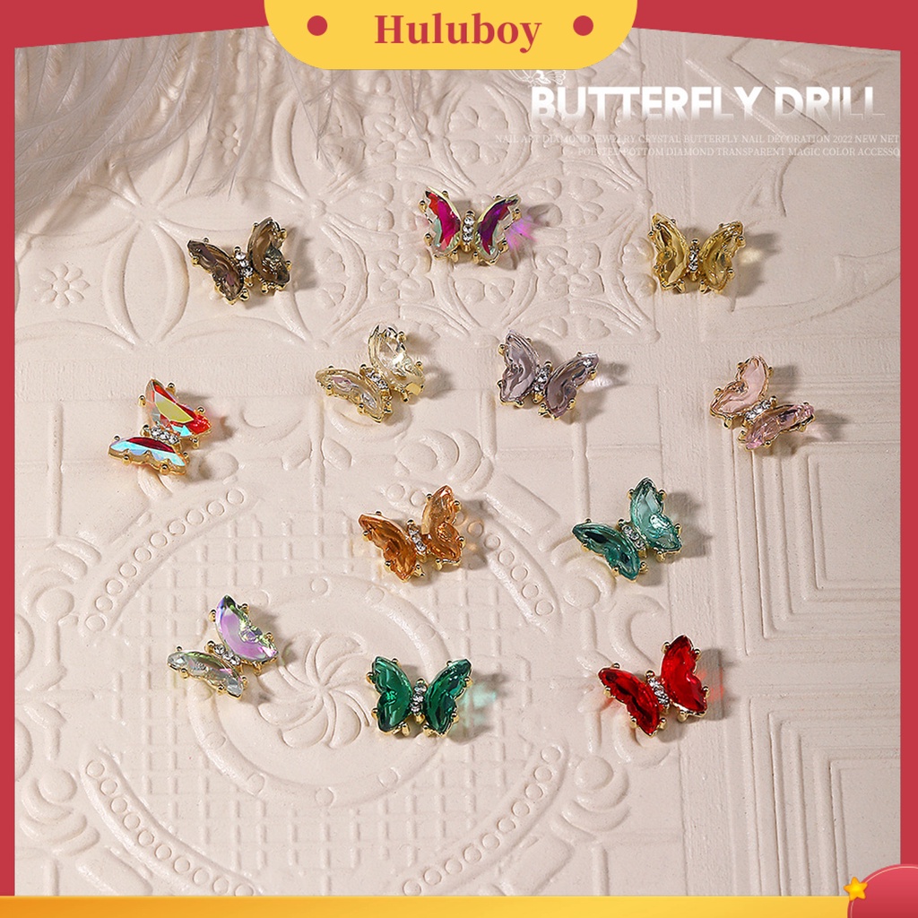 {In Stock} 10Pcs Nail Art Decor Tiga Dimensi Shiny Glitter Sparkling DIY Aksesoris Kuku Mini Kristal Palsu Pesona Kuku Kupu-Kupu Manicurist Supply