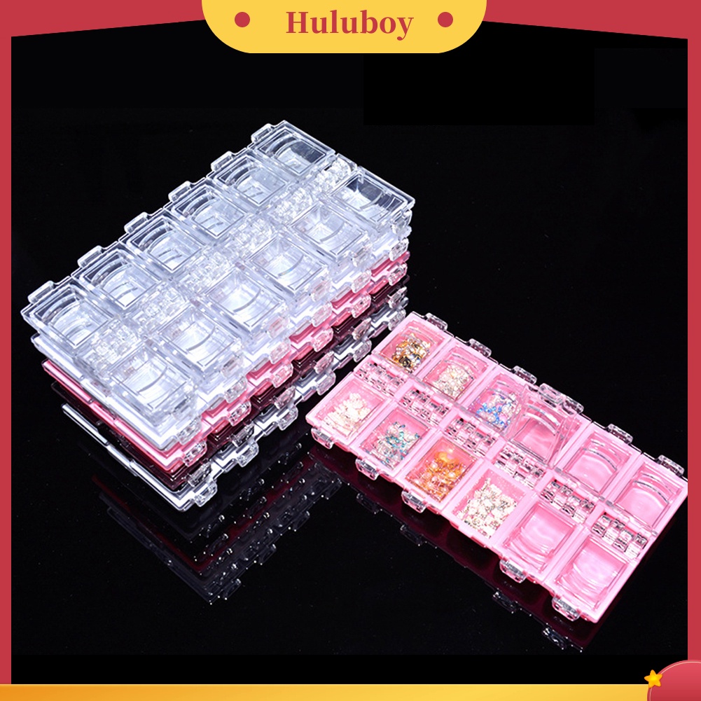 {In Stock} 12kisi Bening Kosong Nail Art Tips Manik-Manik Dekorasi Kotak Penyimpanan Perhiasan Holder Case