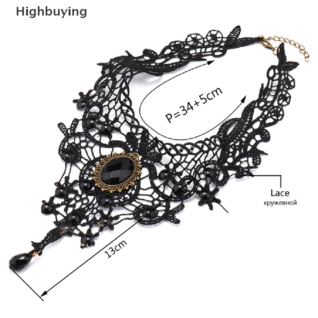 Hbid Wanita Hitam Lace Beads Choker Victorian Sexy Gothic Collar Kalung Hadiah Bagus Glory