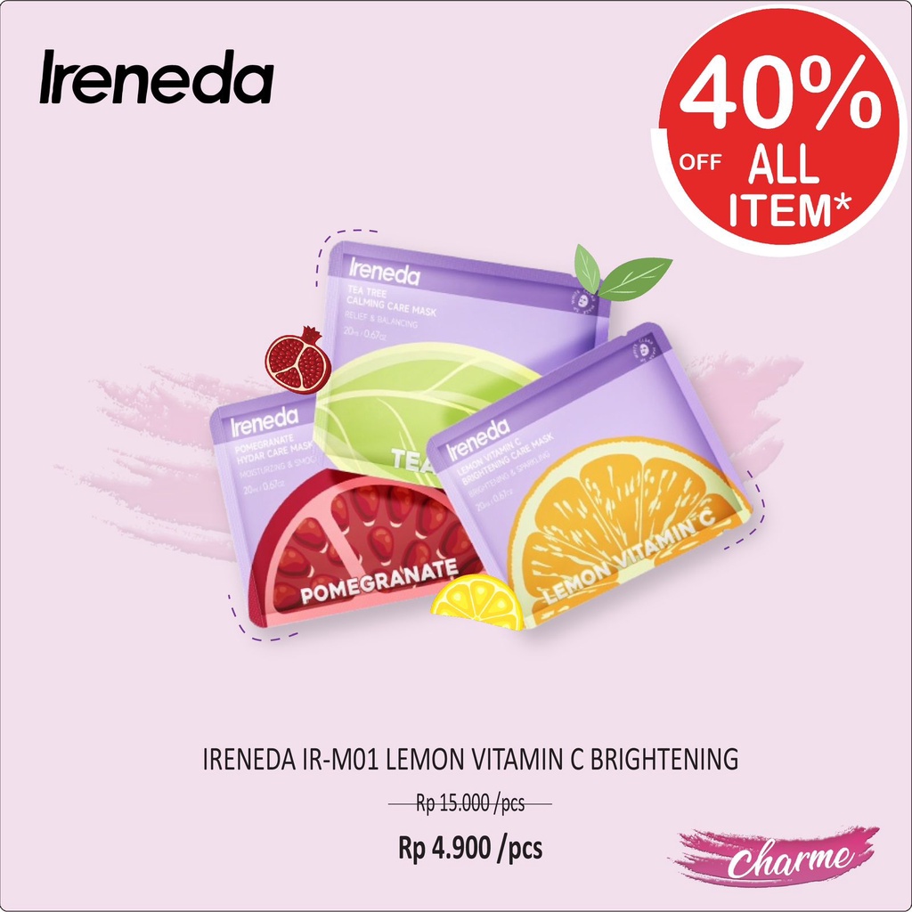 (READY &amp; ORI) IRENEDA Calming Mask Tea Tree/Pomegrante/Lemon