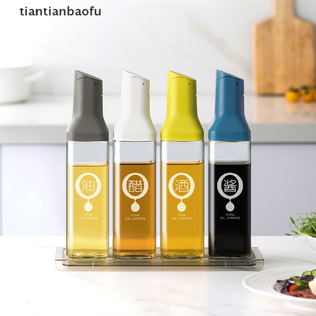 [tiantianbaofu] Botol Dispenser Minyak Zaitun Besar Auto Flip Wadah Bumbu Tutup Otomatis Bumbu Cair Big Capacity Bottle Kitchen Boutique