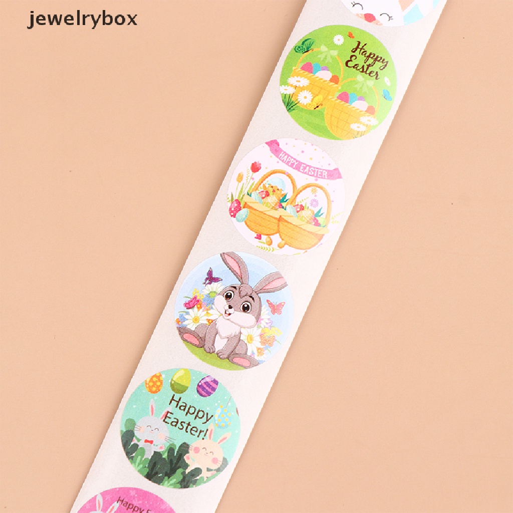 [jewelrybox] 500pcs/roll 2.5cm Paskah Stiker Anak Happy Easter Bunny Kartun Sealing Labels Butik