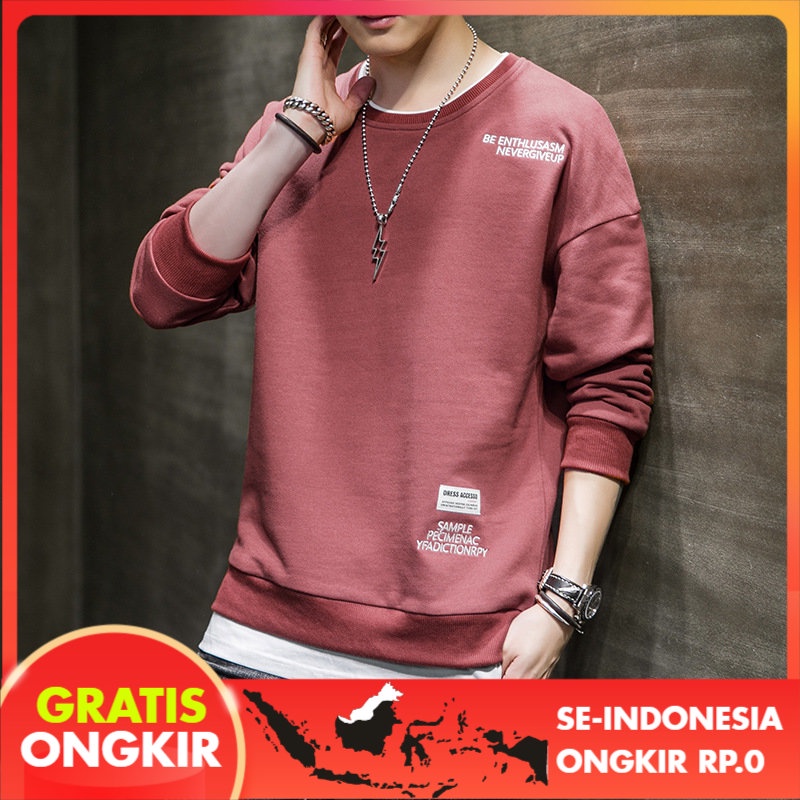 Jaket Pria 2023     Sweater  Pria Tren Pria Lengan Panjang T-Shirt  All-Match Kasual Round Leher pul