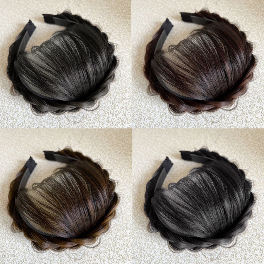 Air Bangs Wig Kepang Hair Band Natural Invisible Hair Piece Woman Wig Headband Aksesoris Rambut