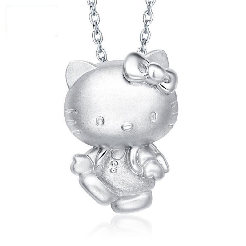 Goldkingdom Aksesoris Perhiasan Fashion Ready Stock Perak Disepuh Kitty Kucing Liontin Korea Retro Kalung