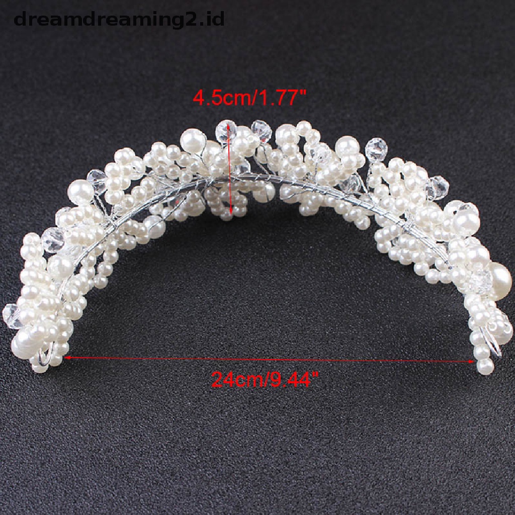 (hot) Bridal Wedding Headband Kristal Bunga Tiara Mahkota Mutiara Berlian Imitasi Rambut Band//