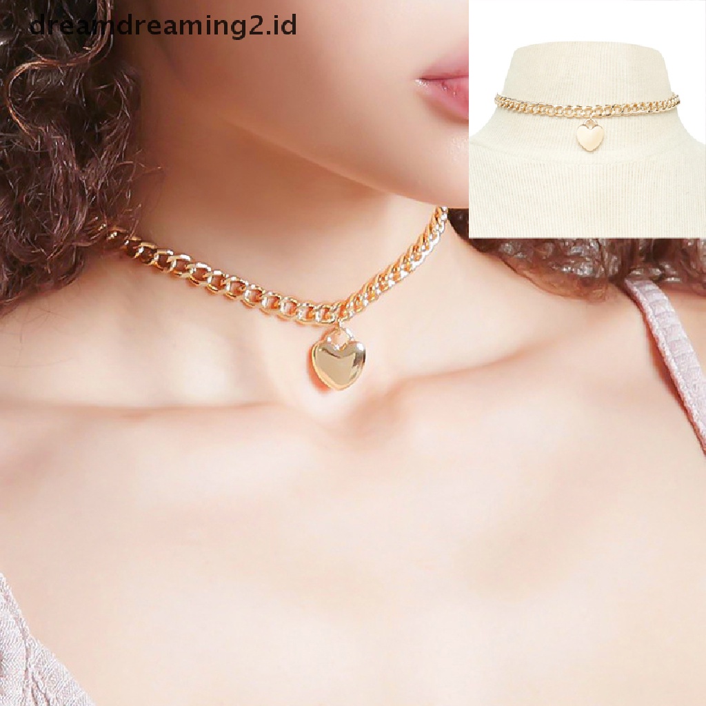 (hot) Trendi Wanita Punk Choker Lucu Hati Lock Liontin Rantai Kalung Perhiasan Hadiah//