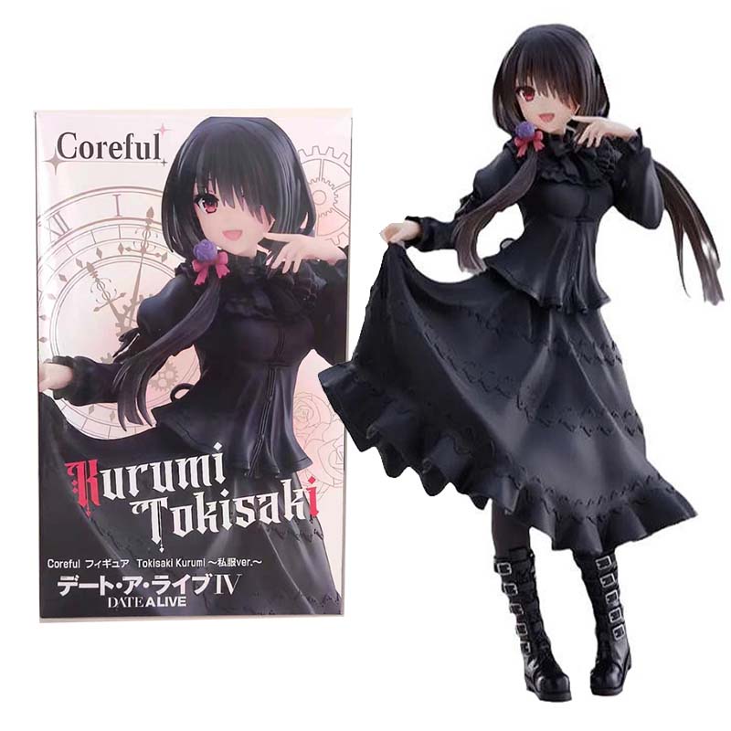 Date A LIVE Tokisaki Kurumi Wear Black Dress Casual PVC Action Figure Collectible Model Mainan