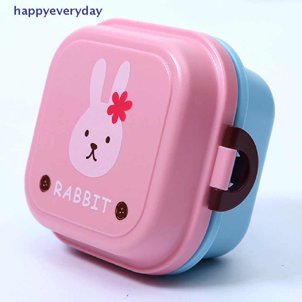 [happy] Lunch Box Makanan Anak Snack Box Layers Lunchbox Wadah Microwave Portable [ID]