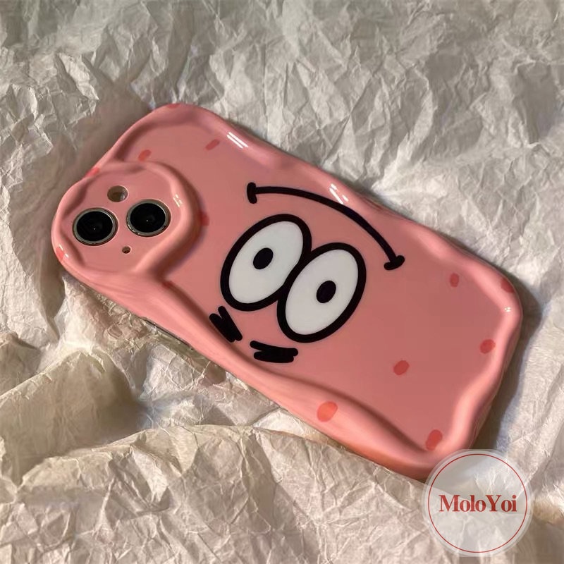 IPHONE Case Kompatibel Untuk Iphone11 14 13 12 Pro Max XR 6 6s 8 7 Plus X XS Max SE 2020 3D Wavy Curved Edge Glossy Lucu SpongeBob SquarePants Patrick Star Teman Baik Soft Cover