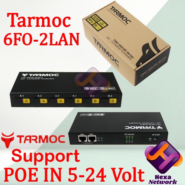Tarmoc TMC-6SC2E-3A3B-P | 6FO 2LAN / 6 FO 2 LAN 10/100 | POE IN 5-24V | Media Converter 6SC 2LAN