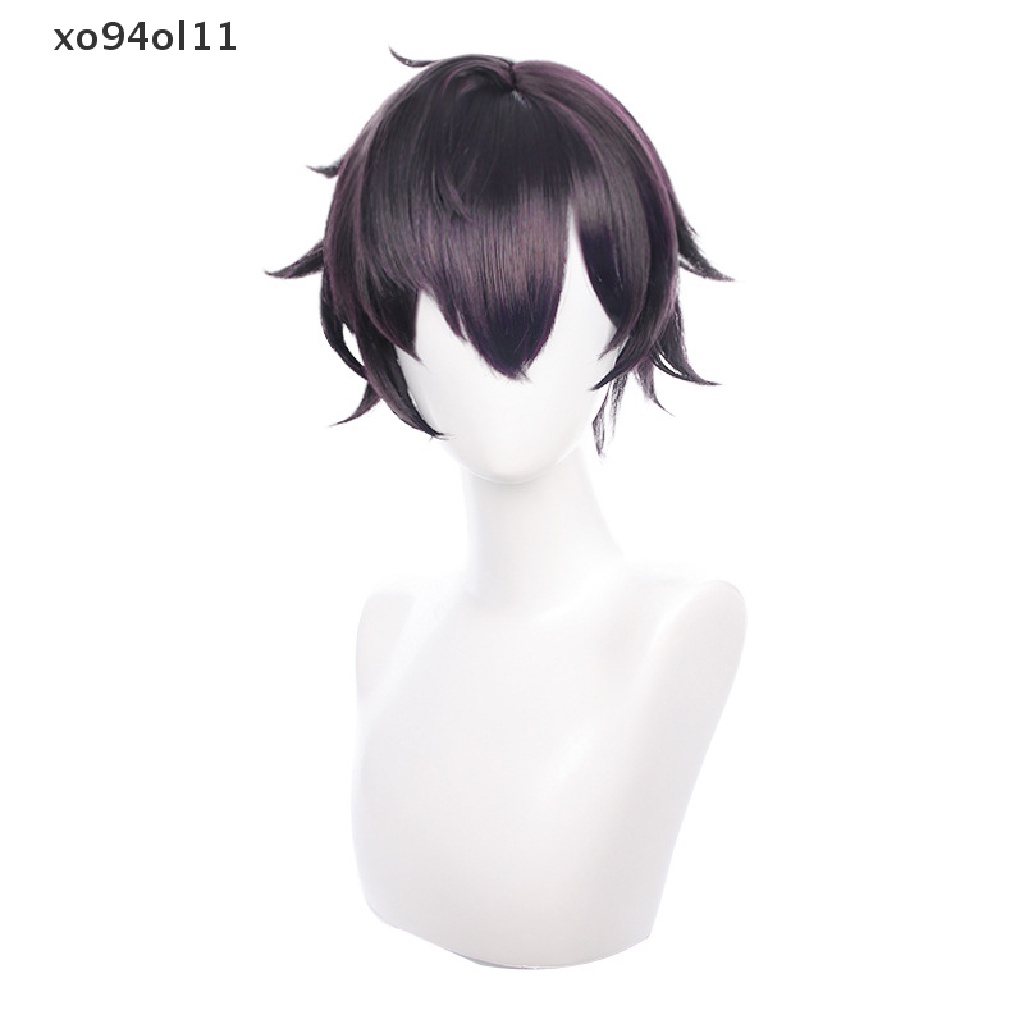 Wig Cosplay XO Vtuber Shoto Ungu Hitam Pendek Tahan Panas Rambut Sintetis Anime Halloween Pesta Wig OL