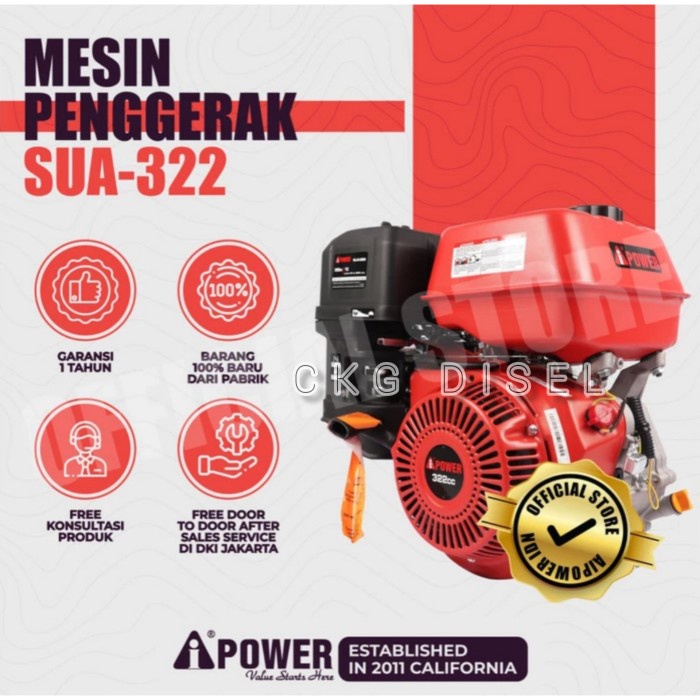 MESIN PENGGERAK BENSIN 10 HP AIPOWER SERBA GUNA SUA322