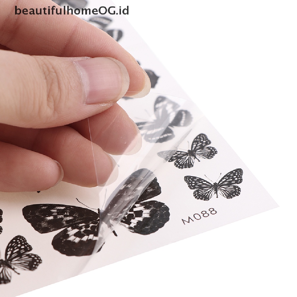 // Beauty// 1lembar Stiker Tato Temporer Tahan Air 3D Butterfly Fake Tattoo Leg Arm Art **