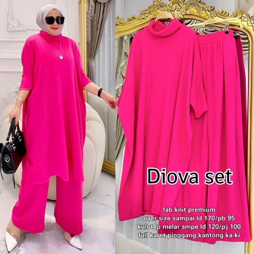 GAMIS STORE - Diova Set 2in1 Setelan OOTD Casual Daily Matt Knit Polos Basic Premium - Stelan Celana Wanita Muslim