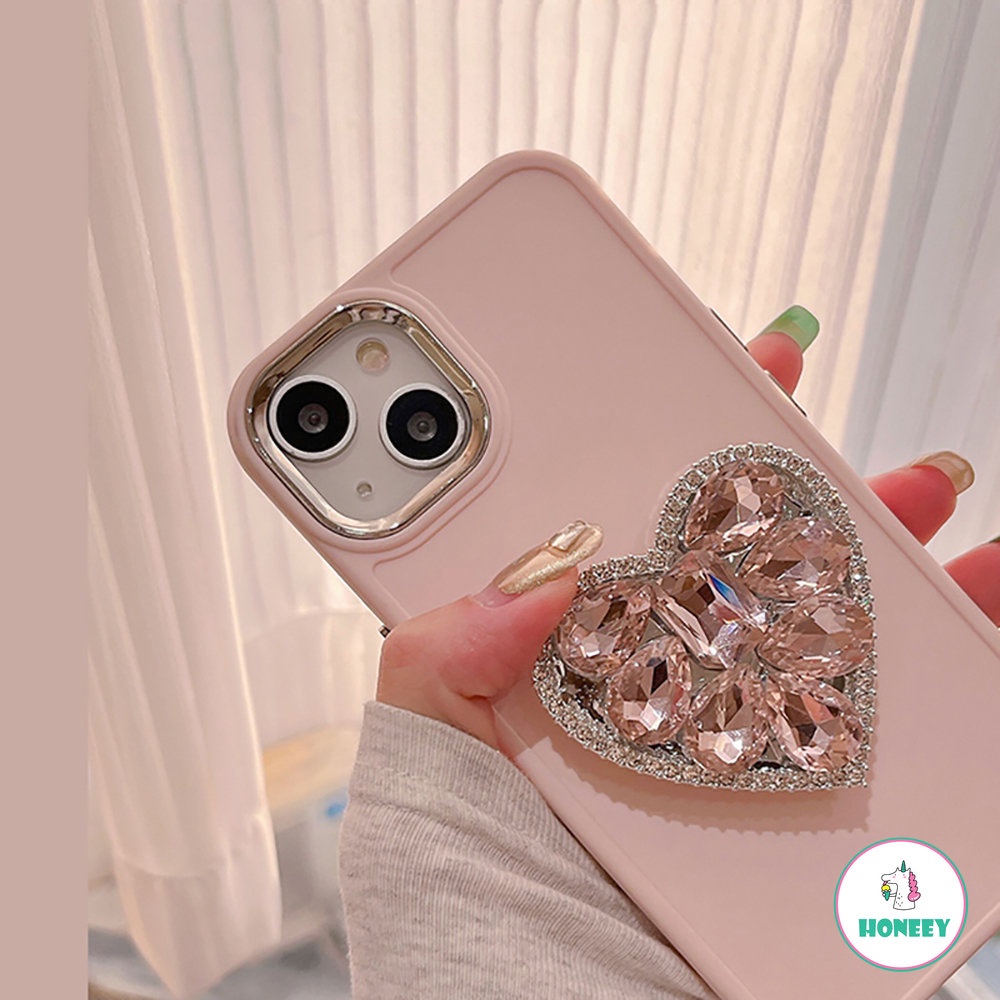 IPHONE Stand Dudukan Cincin Cermin Berlian Berkilau Lucu Soft Phone Case Untuk Iphone14 13 Pro Max 12 Pro 11Cover Mewah