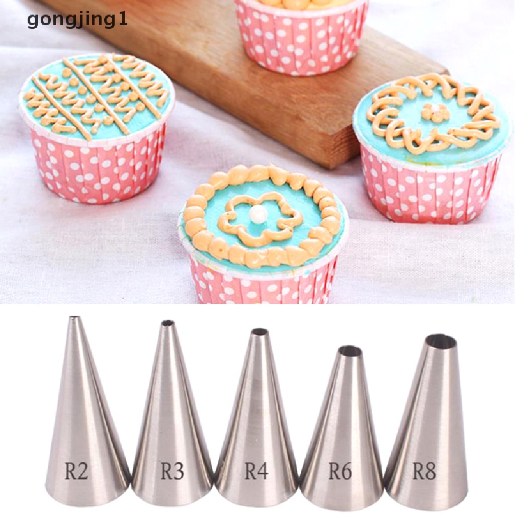 Ggg 5PCs Spuit Kue Kering Nozel Cupcake Cookies Icing Piping Tips DIY Dekorasi Kue ID