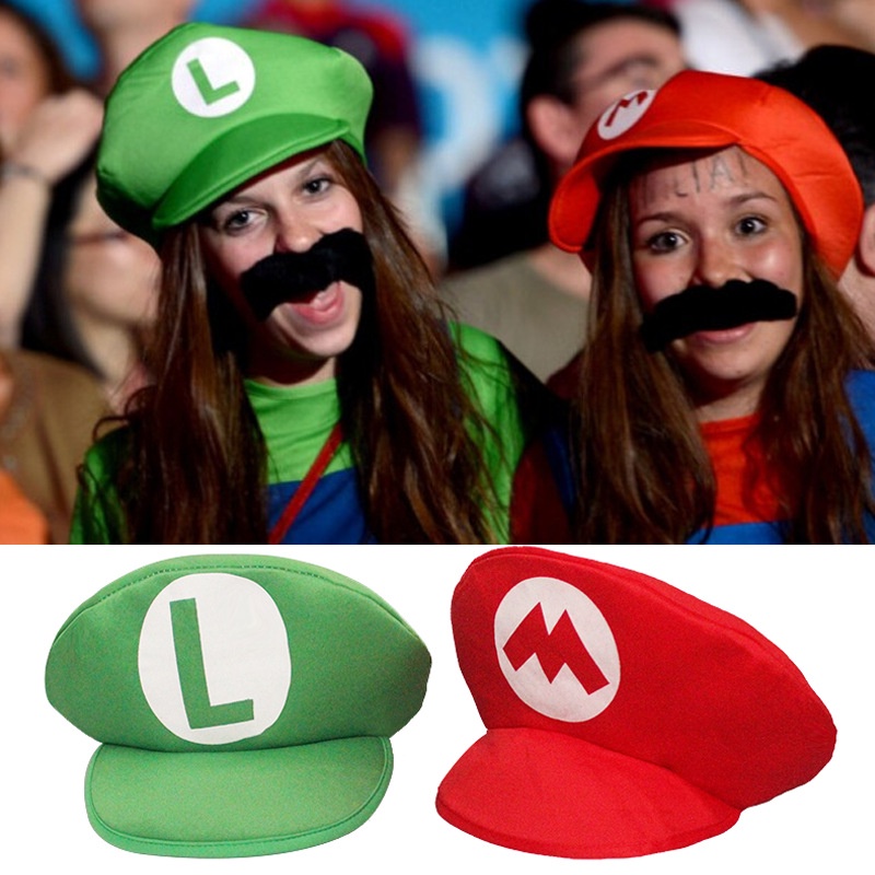 Topi Anak Super Mario Muncak Topi Mario Bros Cosplay Dress Up Prop Hot Game Topi Mario Lucu