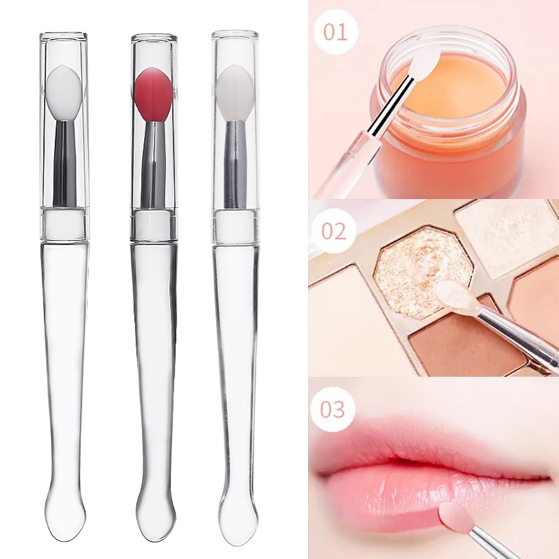 Aplikator Lipstik Multifungsi Dengan Sendok Ekor Ikan Profesional Perawatan Bibir Makeup Brush High Quality Silicone Tape Lid Lip Mask Lip Brush