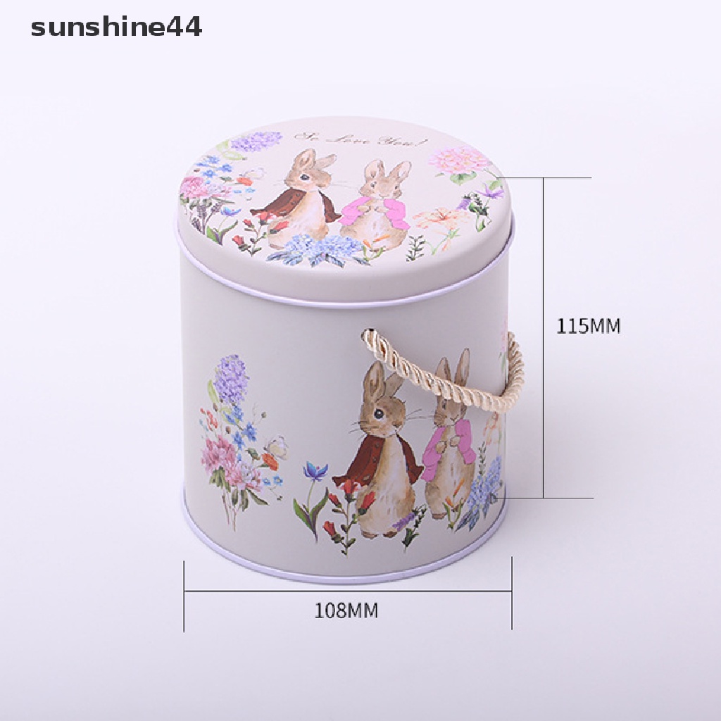 Sunshine White Rabbit Toffee Carry Box Vintage Koper Penyimpanan Tin Metal Candy Box ID