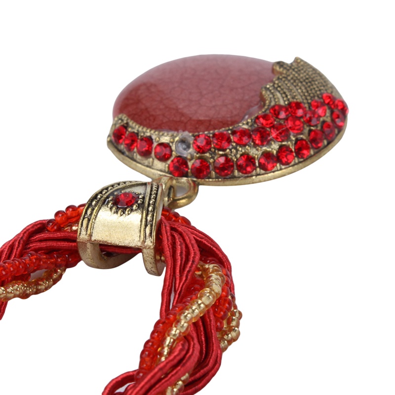 [AYBX] (N039-01) Merah Fashion Bohemian Gaya Etnik Kalung Retro Handwoven Jewelry