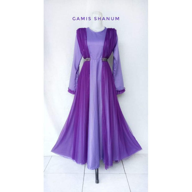 GAMIS SHANUM KATUN TOYOBO ANAK & DEWASA Warna UNGU MUDA