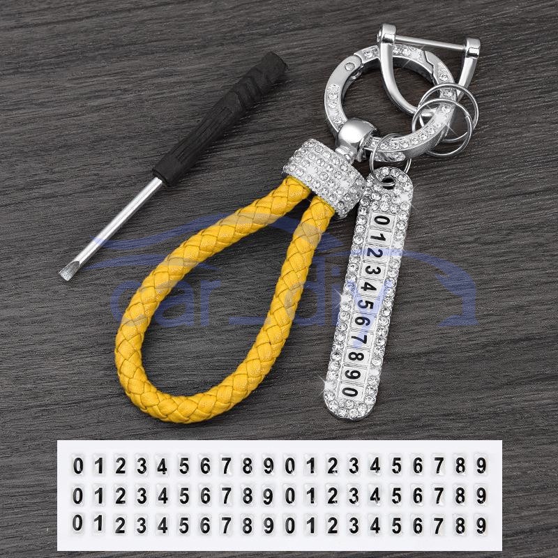 Gantungan Kunci Kemewahan Liontin Logam Lanyard Berwarna-warni Dengan Anti-hilang Nomor Plat Untuk Mobil Sepeda Motor Remote Key Bag Dekorasi Hadiah Elegan Gift Keychain