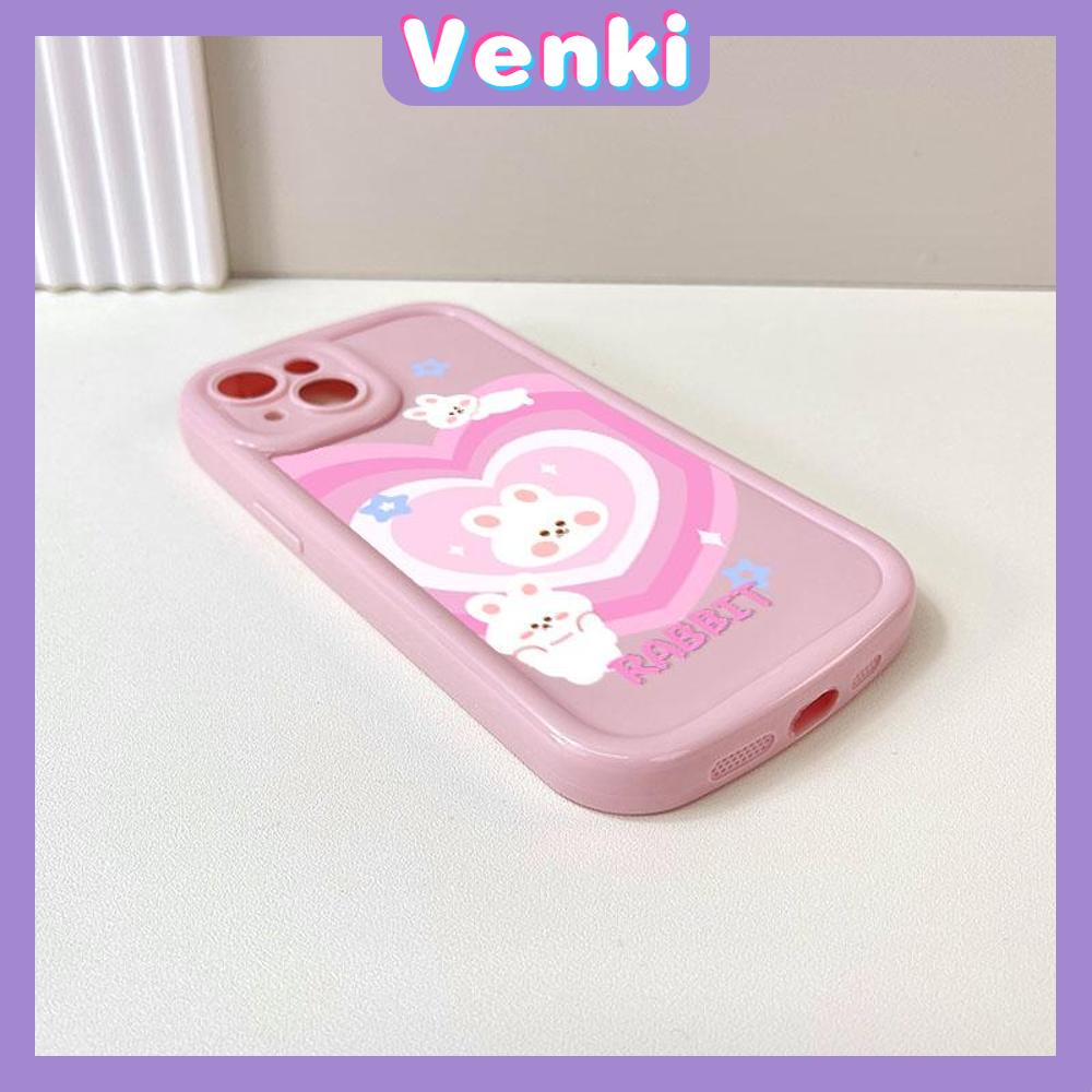 Case for iPhone 11 Soft TPU Glossy Round Edges Case Pink Heart Cute Cartoon Rabbit Camera Protection Shockproof For iPhone 14 13 12 11 Pro Max 7 8 Plus X XR