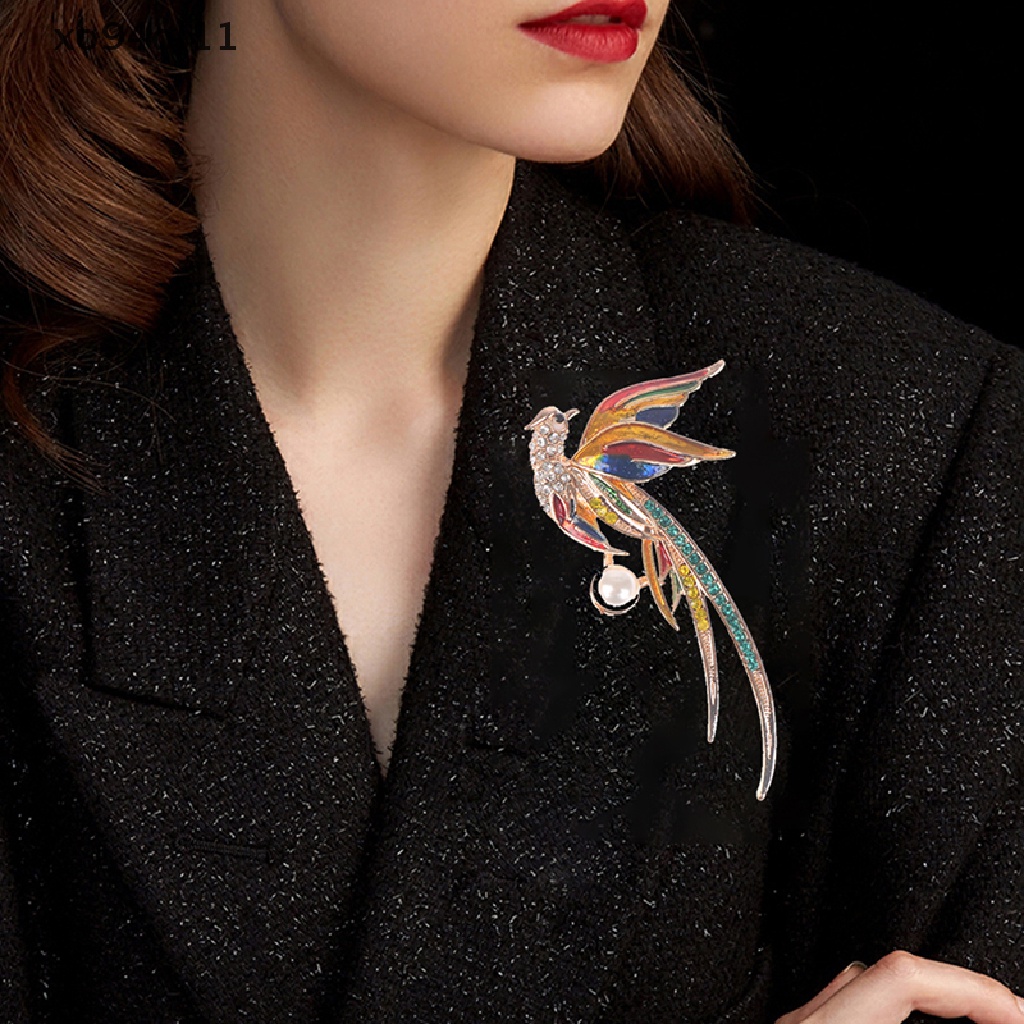 Xo Kristal Phoenix Burung Bros Untuk Wanita Enamel Keindahan Terbang Burung Pesta Kantor Bros Pin Hadiah Phoenix Menetes Minyak Bros OL