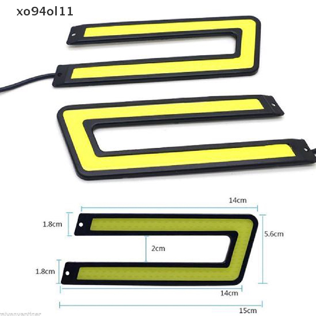 Xo 1PC U-Shaped 12V LED COB Mobil Auto DRL Driving Daytime Running Lamp Lampu Kabut OL